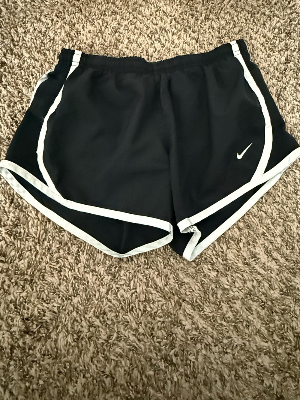Nike Girls Dri Fit Running Shorts Medium Black White Athletic Activewear